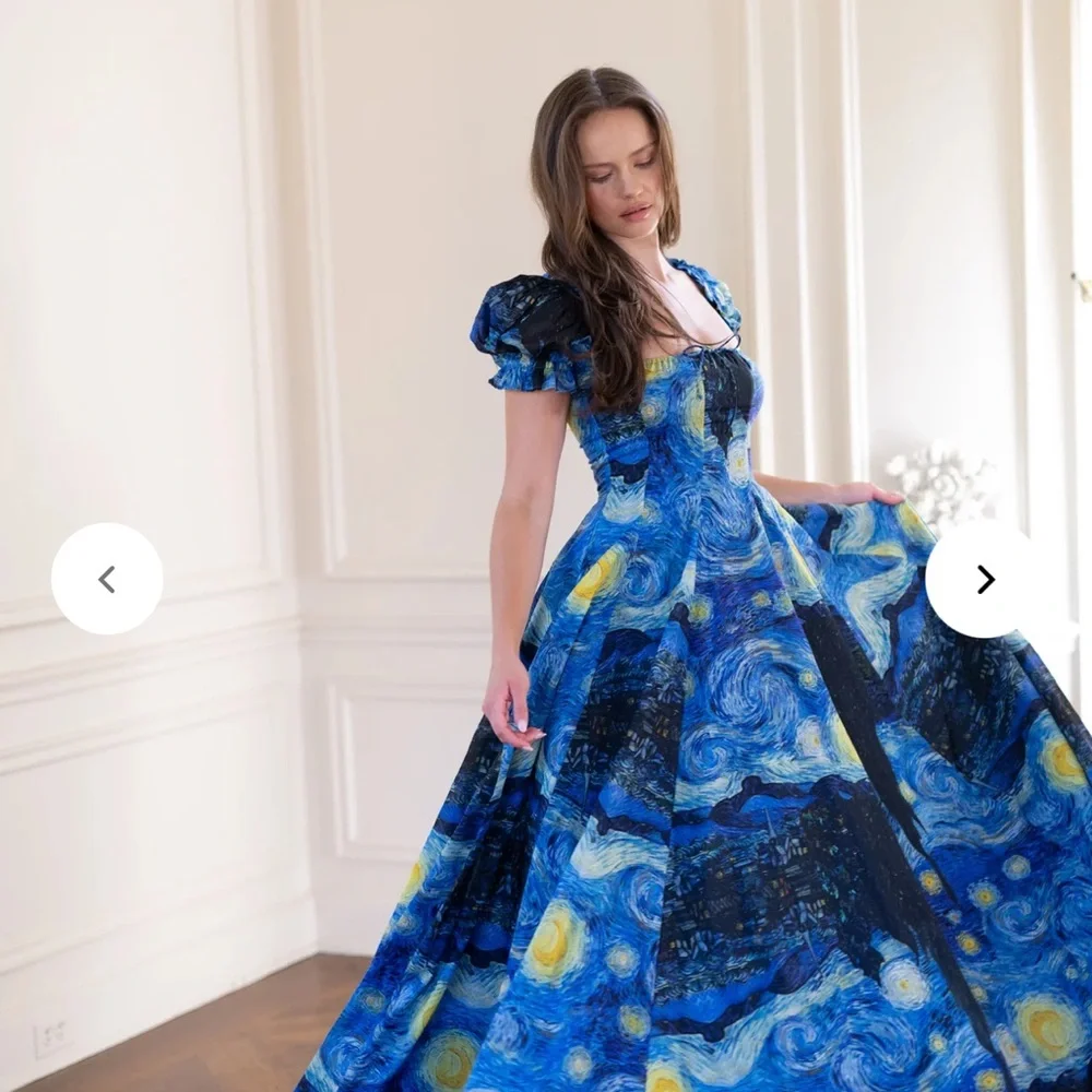 Selkie Starry Night Maxi Dress - Blue and Yellow - Picture 6 of 12